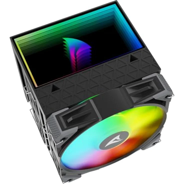 Sharkoon A60 RGB Black Air Cooler, leistungsstarker CPU Kühler mit 121,55 m³/h Luftstrom, 500-1800 RPM, RGB-LED-Beleuchtung, Schwarz – Bild 10