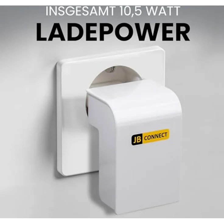 JB Connect 2-Port Ladegerät USB-A, universelles Netzteil mit 10,5 W Leistung, Platzsparender Winkelstecker, weiß – Bild 3