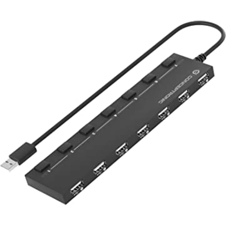 Conceptronic HUBBIES08B USB-Hub 7-Port 7 x USB 2.0 schwarz – Bild 1