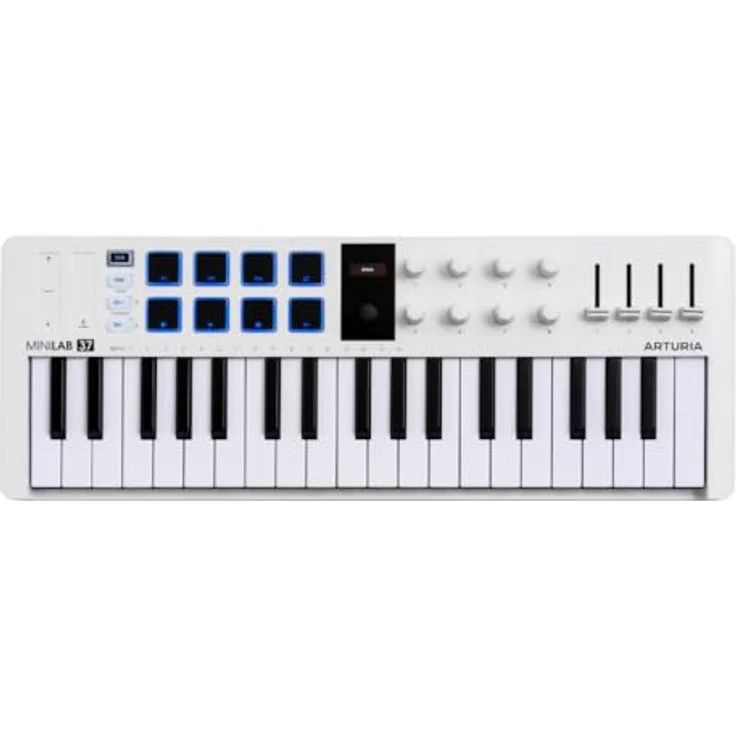 Arturia MiniLab 37 White, USB Midi-Controller mit 37 anschlagdynamischen Slim-Keys und 8 RGB-beleuchteten Pads – Bild 1
