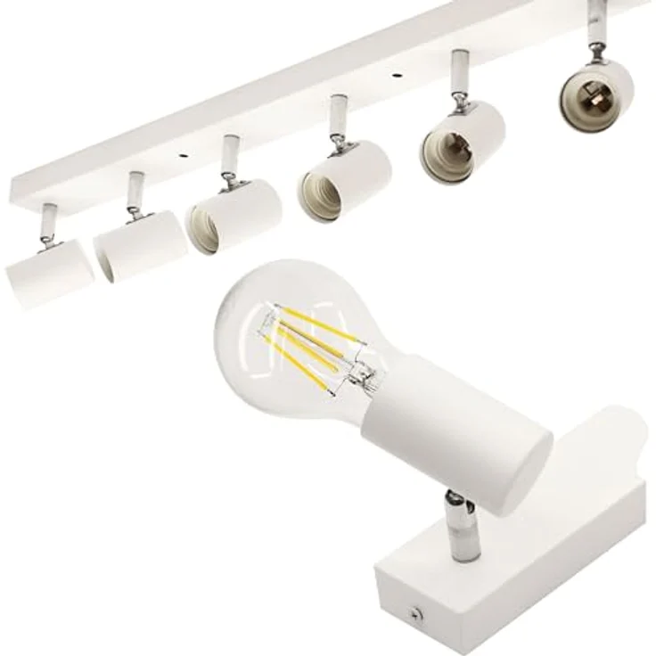 max K O M F O R T LED Deckenleuchte weiß | 6x E27 Fassung 6-flammig | schwenkbar Deckenlampe Deckestrahler Deckenspot Wandleuchte – Bild 3