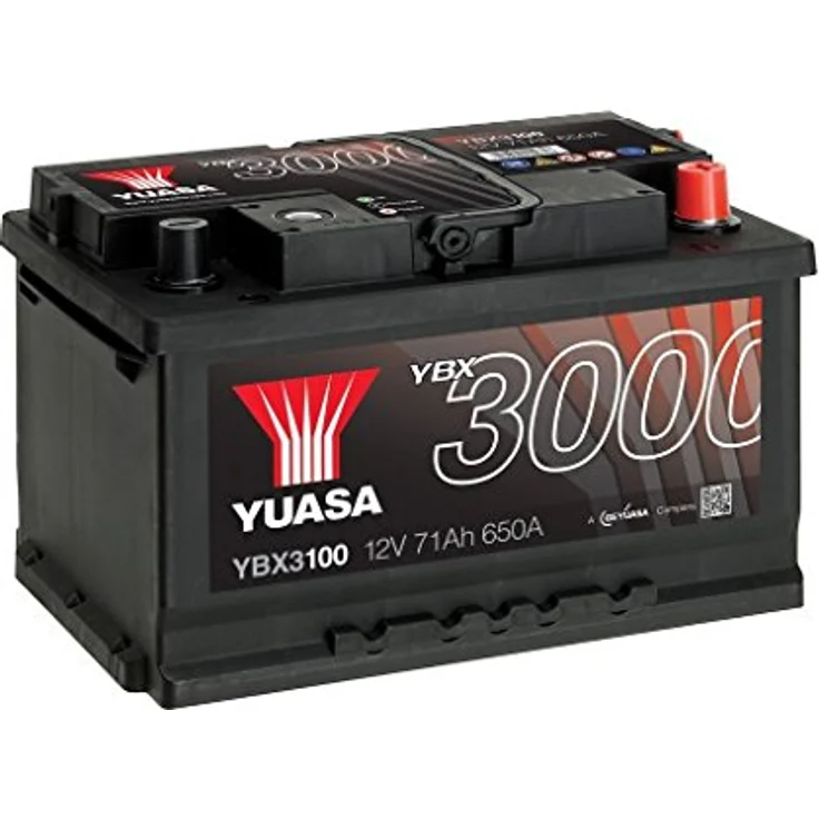 Yuasa SMF YBX3100 Autobatterie, 12 V 71 Ah, wartungsfrei mit Ladezustandsanzeige und hoher Startfähigkeit – Bild 1