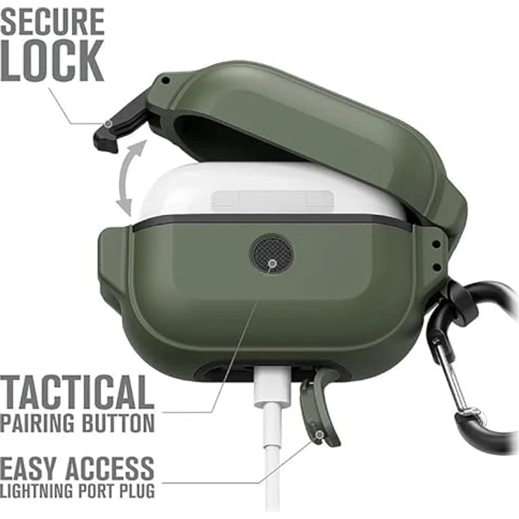 Catalyst Total Protection Hülle für AirPods Pro, wasserdicht IP68 bis 100 Meter, khakigrün – Bild 3