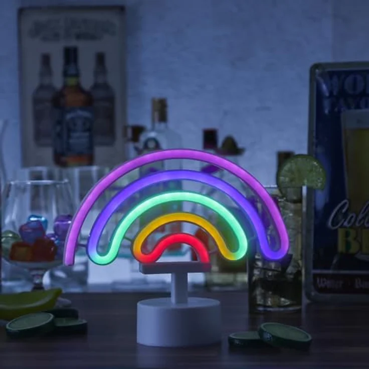 MARELIDA LED Neon Figur (Regenbogen), Dekoleuchte mit LED-Lichtschläuchen, batteriebetrieben oder USB-Kabel, bunte Atmosphäre – Bild 2