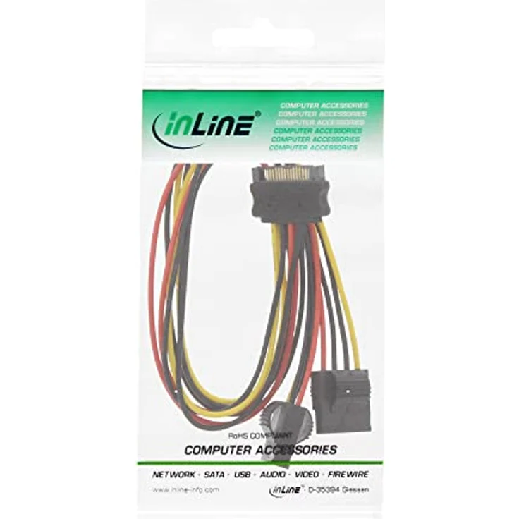 InLine 29684 SATA Strom-Y-Kabel, SATA Buchse an 2x 13,34cm (5,25") Stecker, 0,3m – Bild 2