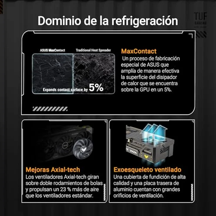 ASUS TUF Gaming GeForce RTX 5070 Ti 16GB GDDR7 OC Edition Gaming Grafikkarte, Nvidia GeForce RTX5070 Ti DLSS 4, 3,6-Slot Design, PCIe 5.0, 3x DisplayPort 2.1b, 2x HDMI 2.1b, TUF-RTX5070TI-O16G-GAMING – Bild 5