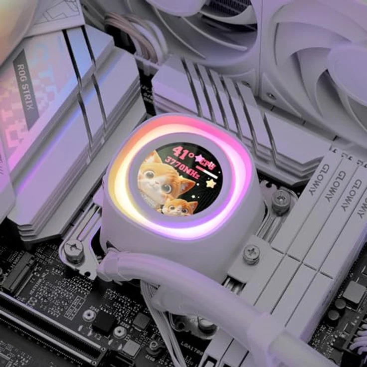 ID-COOLING FX360 LCD PE White, CPU Wasserkühler AIO mit 1,48 Zoll LCD-Display, ARGB-Beleuchtung, 350W TDP, für Intel & AMD – Bild 5