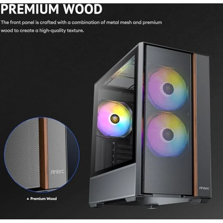 Antec FLUX Rear Midi Tower PC Gehäuse, ATX/Micro-ATX/ITX, schwarz, mit RGB-Beleuchtung und verbessertem Kabelmanagement – Bild 11