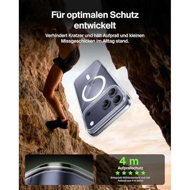 Belkin SheerForce Clear Schutzhülle für iPhone 17 Pro Max, transparente Hülle mit Sturzschutz bis 4 Meter, kabelloses Laden und kratzfester Oberfläche – Bild 2
