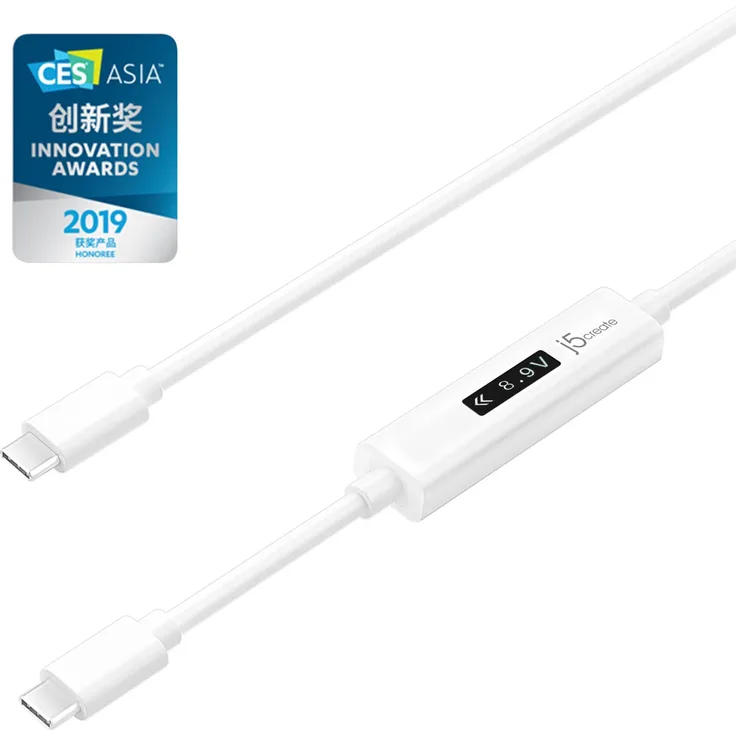 j5Create JUCP14-N USB-Câ„¢ 2.0 zu USB-Câ„¢ Kabel mit OLED Dynamic Power Meter, 1.20 m, USB 2.0