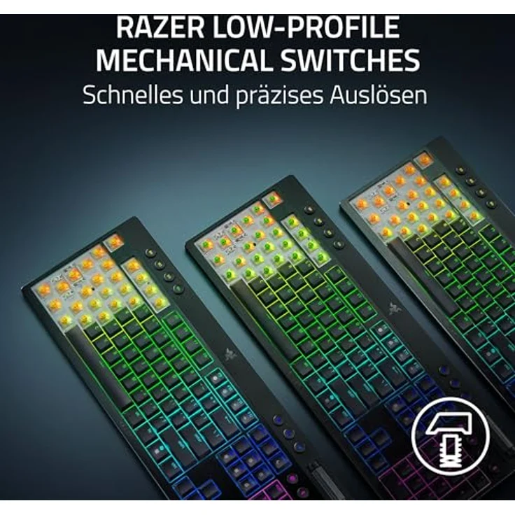 Razer BlackWidow V4 Low-Profile HyperSpeed, Kabellose Gaming-Tastatur mit Orange Switches, HyperSpeed Wireless & BT, Multifunktionalem Drehregler, 11 Funktionstasten, DE-Layout – Bild 2