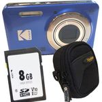 Kodak FZ55 blau Digitalkamera Set, 16 MP, 5x opt. Zoom, 28mm Weitwinkel, 6.9 cm LCD, Full HD-1080p