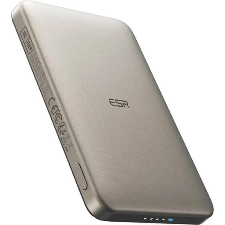 ESR Qi2 MagSlim 5000 mAh, Magnetische Powerbank mit 15 W Schnellladung, Sand