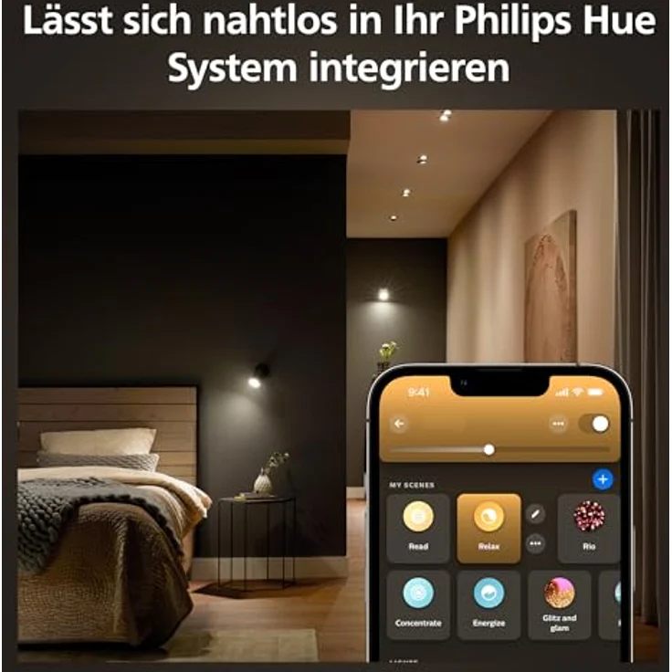 Philips Hue GU10 Smarte Lampe, einstellbares warm- bis kaltweißes Licht, 3er-Pack, Bluetooth kompatibel, Sprachsteuerung mit Alexa, Apple Home und Google Assistant – Bild 3