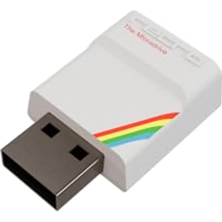 Retro Games The Spectrum (White Edition), elegante Konsole mit 8-Tasten Joystick und THEMICRODRIVE USB Stick, weiß – Bild 6