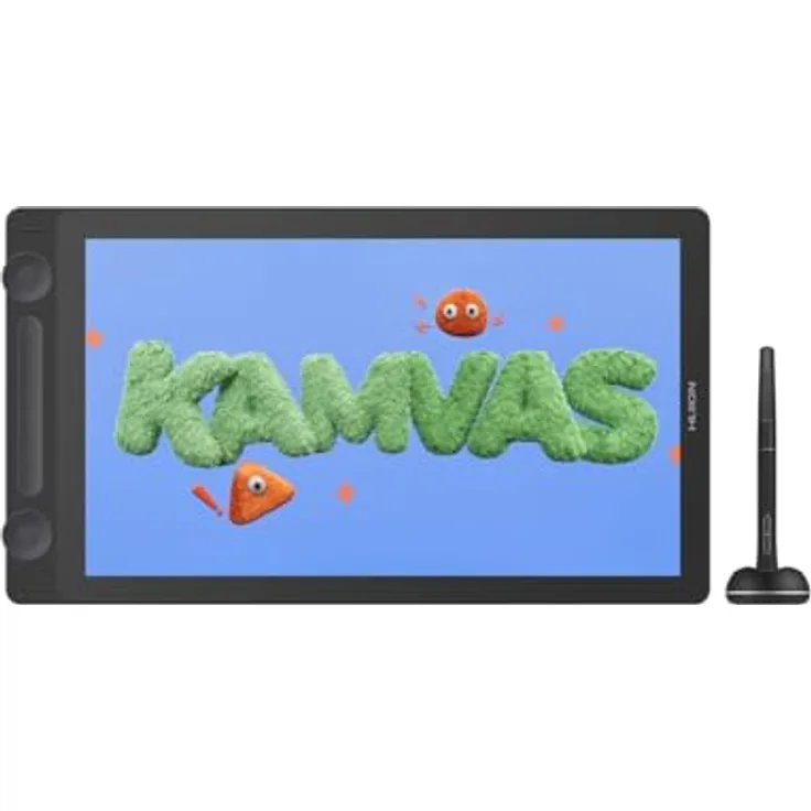 HUION KAMVAS 16 Gen 3 2,5K QHD Grafiktablett mit Display, 15,8 Zoll Zeichentablett in Schwarz, 99% sRGB, PenTech 4.0, 16384 Stift