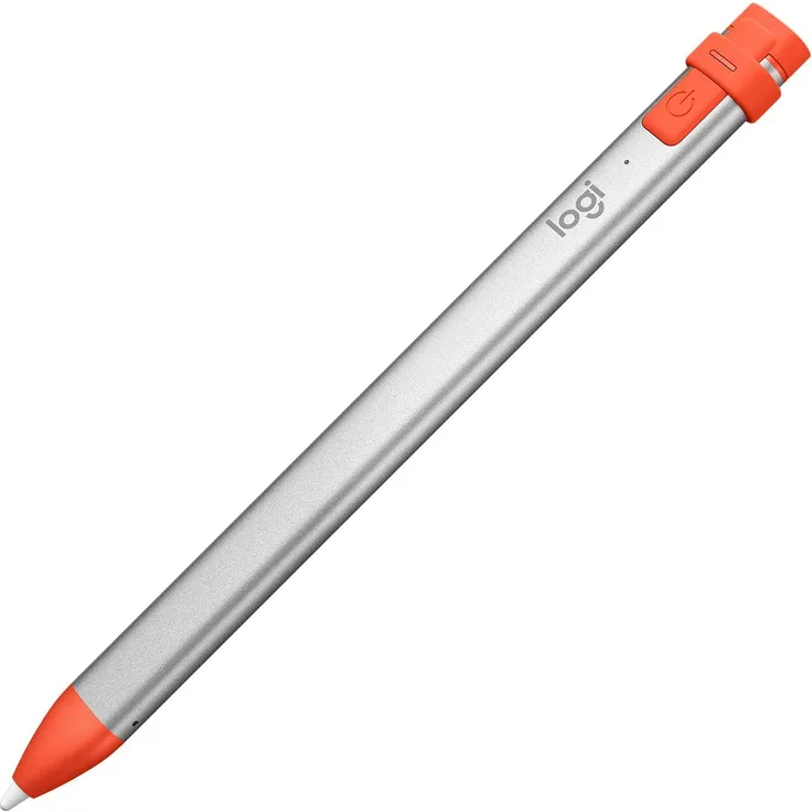 Logitech Crayon Digitaler Zeichenstift, Pixelgenau, Für alle ab 2018 veröffentlichten iPads, Anmerkungen & Zeichnungen, Apple Pencil Technologie, Handballenerkennung, 1.2 m Sturzschutz - Grau-Orange