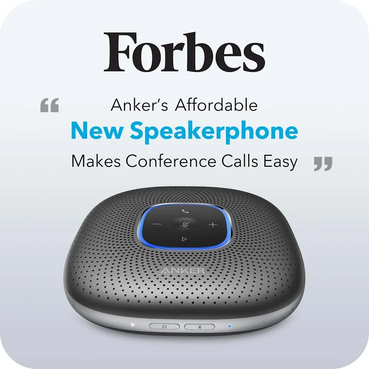Anker PowerConf Bluetooth Konferenzlautsprecher mit 6 integrierten Mikrofonen, verbesserter Tonaufnahme, 24 St. Akku, USB-C Konnektivität, für Homeoffice (Schwarz) – Bild 2