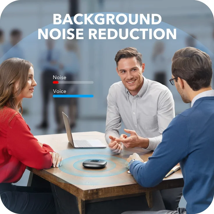Anker PowerConf Bluetooth Konferenzlautsprecher mit 6 integrierten Mikrofonen, verbesserter Tonaufnahme, 24 St. Akku, USB-C Konnektivität, für Homeoffice (Schwarz) – Bild 4