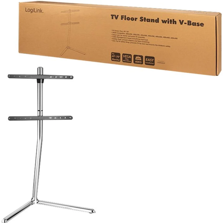 LogiLink TV-Ständer, für 124,46 - 177,80 cm, V-Fuß, chrome – Bild 6