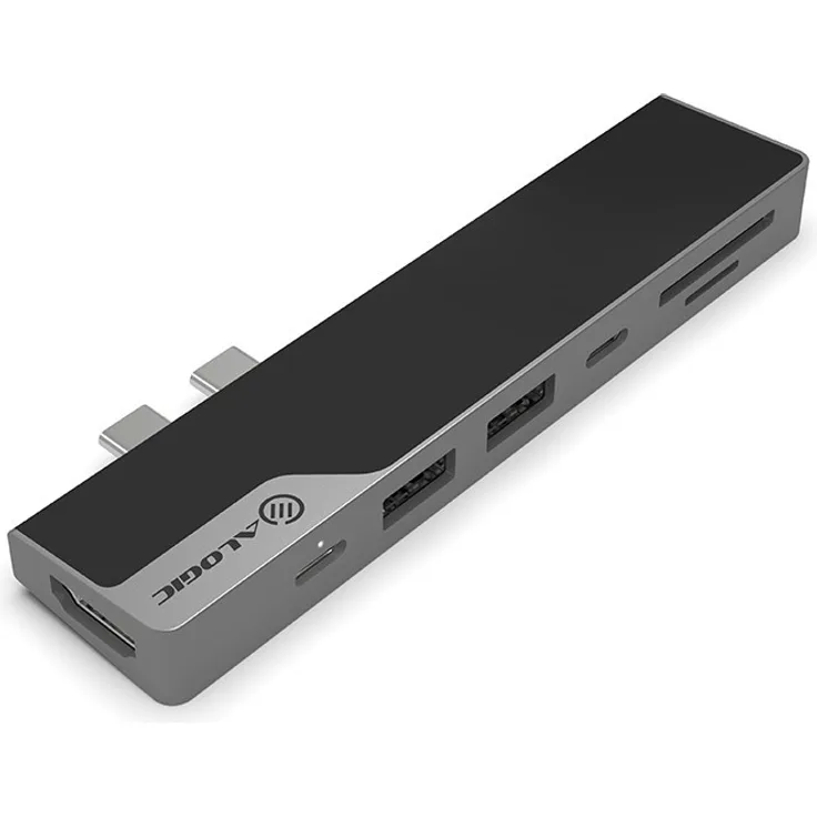 ALOGIC Dock Nano Gen2 Compatible with Apple Macbook Pro - Air Dock, 4K HDMI, 100 W Stromversorgung, 2 x USB 3,1,40 GBPS Thunderbolt-Daten, Micro SD - SD-Kartenleser - Space Grey