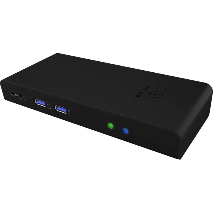 ICY BOX USB 3.0 & USB-C Docking Station mit 2 HDMI, 6-fach USB Hub, LAN, Audio, mit Standfuß, Schwarz – Bild 5