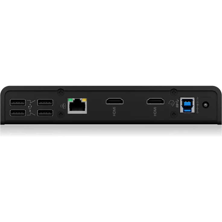 ICY BOX USB 3.0 & USB-C Docking Station mit 2 HDMI, 6-fach USB Hub, LAN, Audio, mit Standfuß, Schwarz – Bild 4