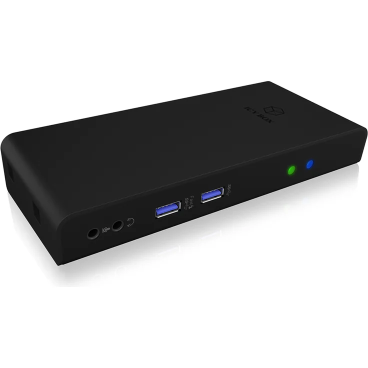ICY BOX USB 3.0 & USB-C Docking Station mit 2 HDMI, 6-fach USB Hub, LAN, Audio, mit Standfuß, Schwarz – Bild 2