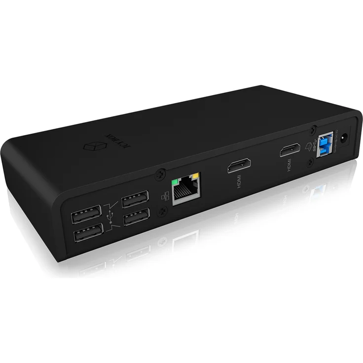 ICY BOX USB 3.0 & USB-C Docking Station mit 2 HDMI, 6-fach USB Hub, LAN, Audio, mit Standfuß, Schwarz – Bild 3