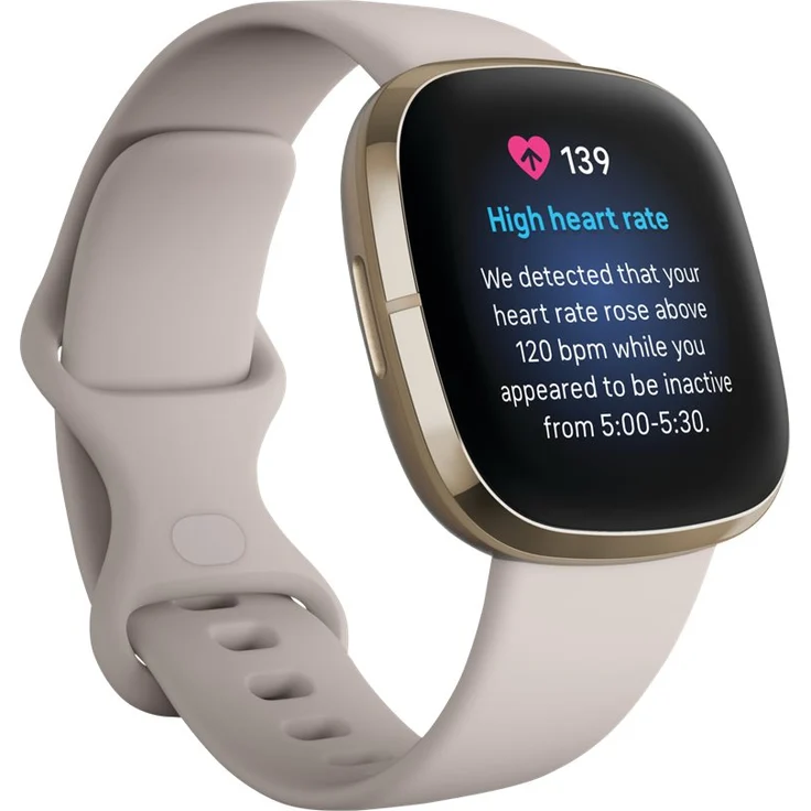 Fitbit Sense Smartwatch GPS, Unisex, S/L, Edelstahlgehäuse, Softgold/Mondweiß – Bild 8