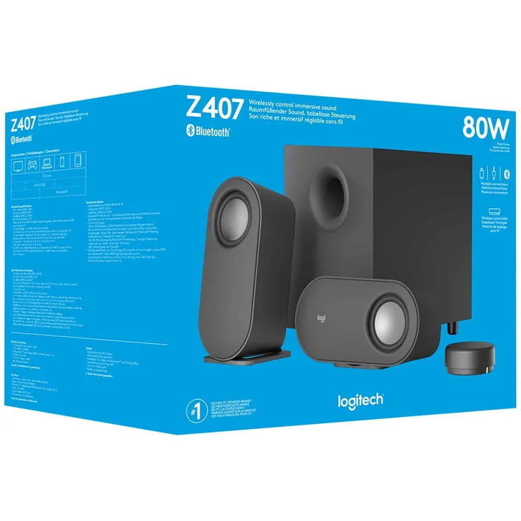 Logitech Z407 Lautsprecher, schwarz, Bluetooth, Subwoofer, raumfüllender Sound – Bild 7