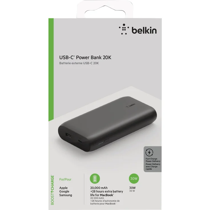 Belkin Powerbank, 20000 mAh, 30 W, Power Delivery, schwarz – Bild 2