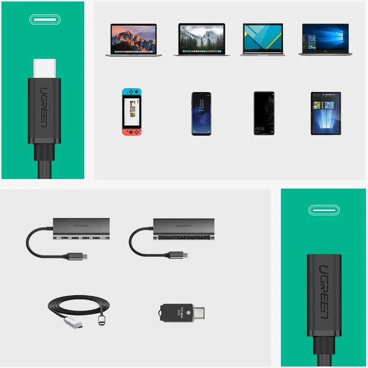 Ugreen Typ C Verlängerungskabel USB C Adapter Kabel 3.1 C Stecker Buchse 4k 60hz – Bild 2