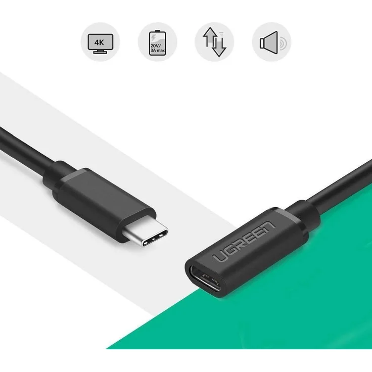 Ugreen Typ C Verlängerungskabel USB C Adapter Kabel 3.1 C Stecker Buchse 4k 60hz – Bild 4