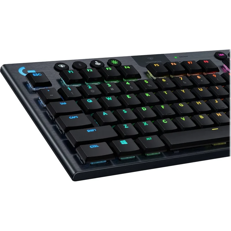 Logitech G915 TKL Tenkeyless LIGHTSPEED Wireless RGB Mechanical Gaming Keyboard - Tastatur - backlit - USB, Bluetooth, LIGHTSPEED - QWERTY - USA International - GL Clicky - Kohle (920-009537) – Bild 2