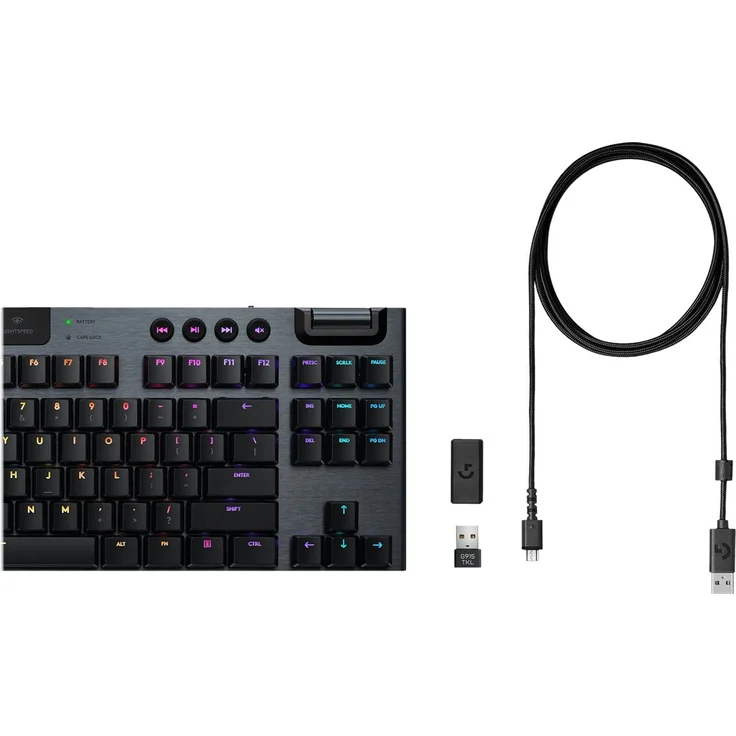 Logitech G915 TKL Tenkeyless LIGHTSPEED Wireless RGB Mechanical Gaming Keyboard - Tastatur - backlit - USB, Bluetooth, LIGHTSPEED - QWERTY - USA International - GL Clicky - Kohle (920-009537) – Bild 7