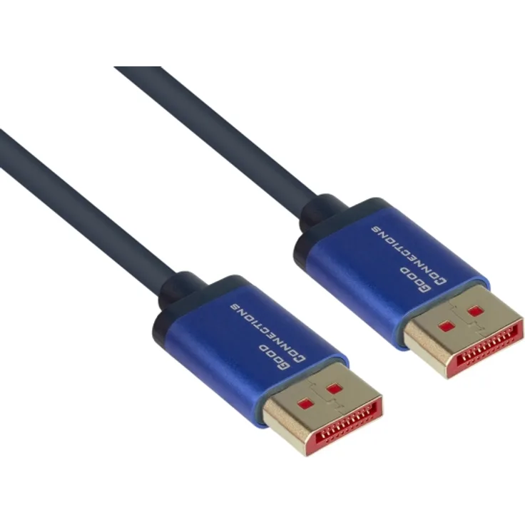 DisplayPort 1.4 SmartFLEX Kabel, 8K UHD-2 - 4K UHD, Aluminiumgehäuse, CU, dunkelblau, 1m, Good Conne