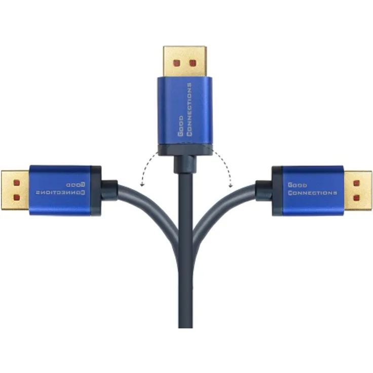 DisplayPort 1.4 an HDMI 2.0 SmartFLEX Kabel, 4K UHD 60Hz, Aluminiumgehäuse, CU, dunkelblau, 3m