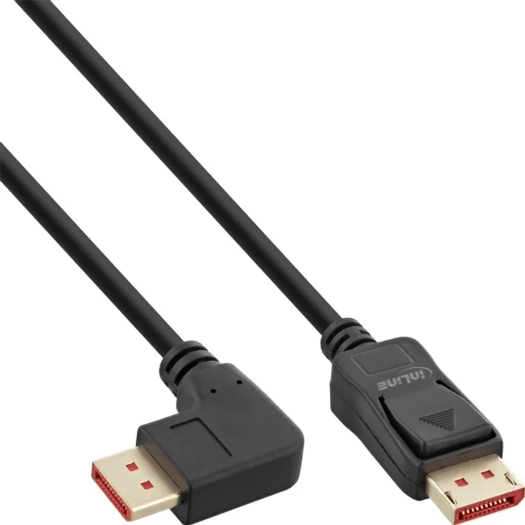 InLine DisplayPort 1.4 Kabel 8K4K rechts gewinkelt schwarz-gold 2m
