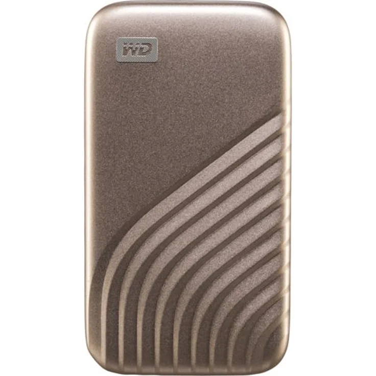 WD My Passport WDBAGF0020BGD - Solid-State-Disk - verschlüsselt - 2 TB - extern (tragbar) - USB 3.2 Gen 2 (USB-C Steckverbinder) - 256-Bit-AES - Gold (WDBAGF0020BGD-WESN) – Bild 1