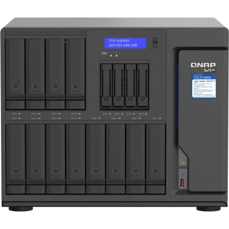 QNAP 16-Bay TurboNAS 12x8.89cm 3.5 Zoll HDD + 4x6.35cm 2.5 Zoll SSD SATA 6G Intel Xeon W-1250 6-12 3.3GHz 32GB DDR4 ECC RAM