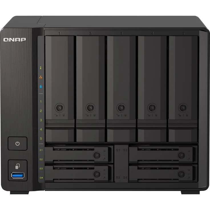 QNAP 9-bay NAS AMD Ryzen V1500B 8GB DDR4 SODIMM 5x6.35cm 2.5 Zoll-8.89cm 3.5 Zoll SATA 6Gbps + 2x26.35cm 2.5 Zoll U.2 NVMe PCIe Gen3 x4 – Bild 8