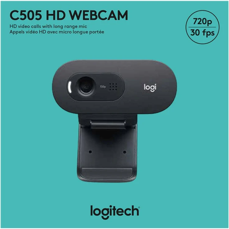 Logitech C505 HD Webcam - 720p externe USB Kamera für den Computer-Bildschirm mit Langstreckenmikrofon - Kompatibel mit PC, Mac und Chromebook - Grau (960-001364) – Bild 5