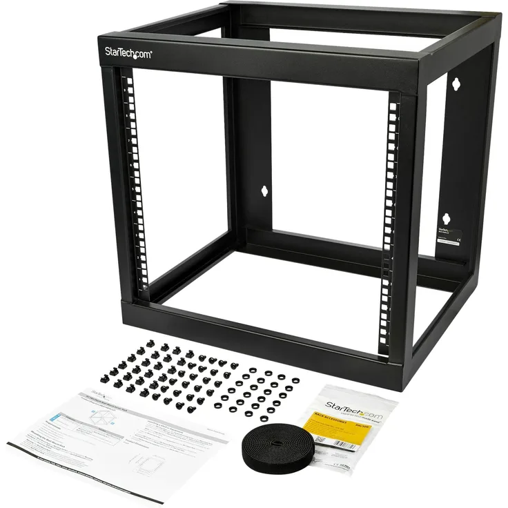STARTECH.COM 9HE-Wandgehause - 4 Pfosten - Offen - 45.72cm 18 Zoll tief - Stahl - Schwarz - EIA 310 - 80 kg