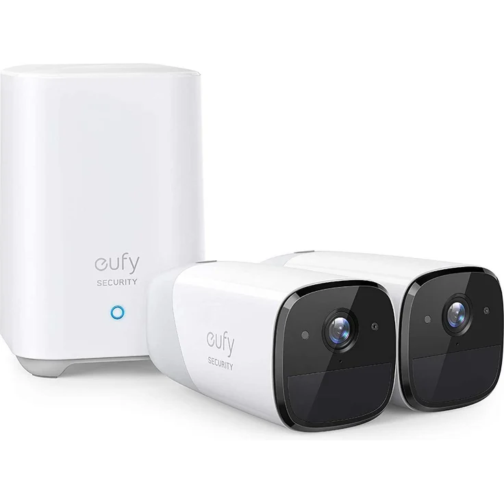 eufy Security eufyCam 2, Doppelset, Kabelloses Sicherheitssystem mit Überwachungskamera, 365 Tage Akku, HD 1080p, IP67 wetterfest, Nachtsicht, kompatibel mit Apple HomeKit, 2-Kamera Set, keine Gebühren, weiß (T88413D2) – Bild 1