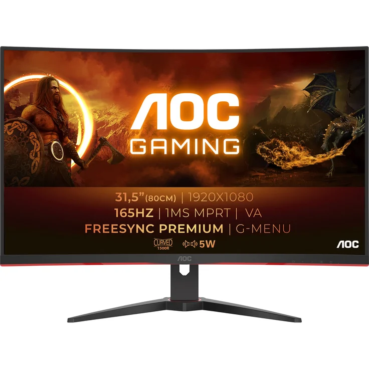 AOC C32G2AE/BK - 31,5 Zoll, Full HD (1920 x 1080), VA-Panel, 165Hz, 1ms, 250cd/m² (C32G2AE/BK) – Bild 8