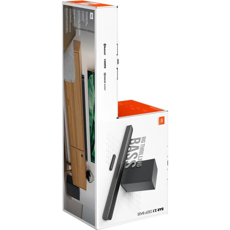 JBL Bar Deep Bass 2.1 Soundbar mit Subwoofer, kabellos/kabelgebunden, geeignet für TV, schwarz (2019) – Bild 11