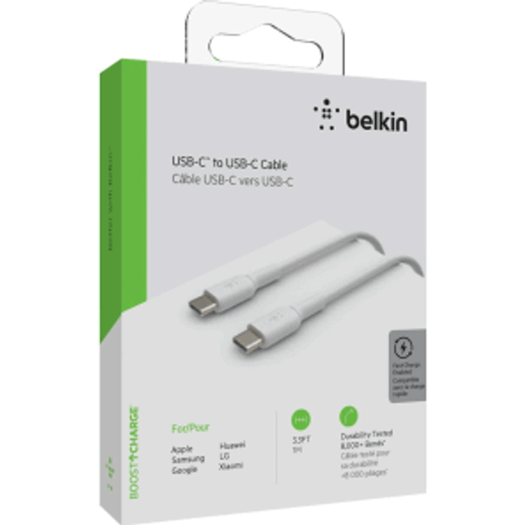 Belkin USB-C/USB-C Kabel PVC, 1m, weiß – Bild 2