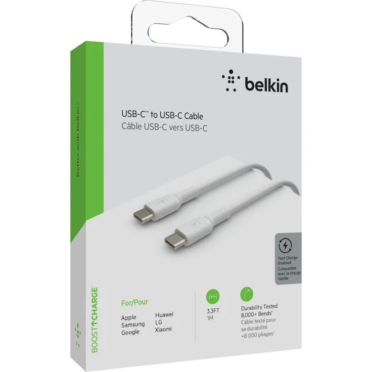Belkin USB-C/USB-C Kabel PVC, 1m, weiß – Bild 1