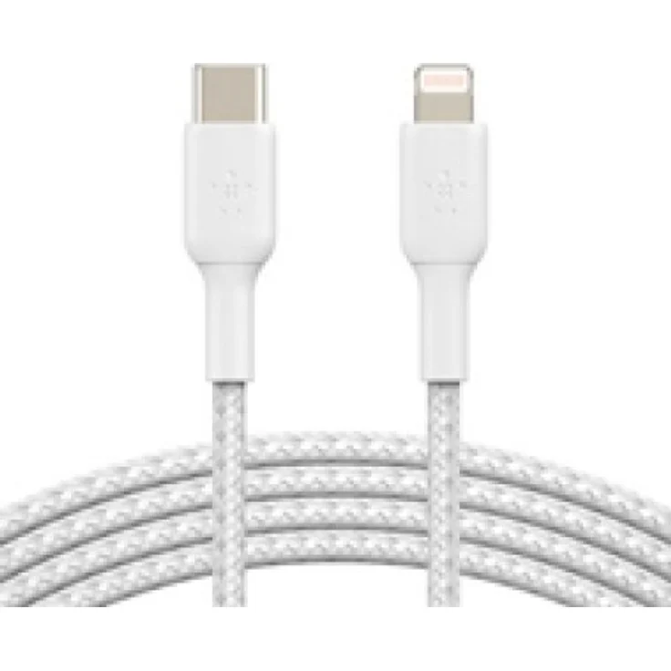 Belkin Lightning/USB-C Kabel ummantelt mfi 2m weiß – Bild 1